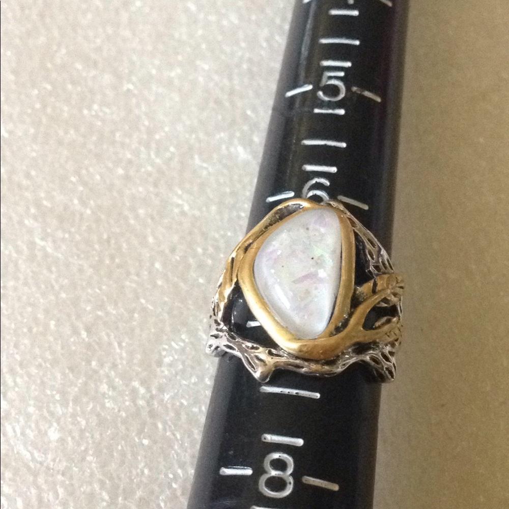 Triple Australian opal ring - Picture 4 of 6